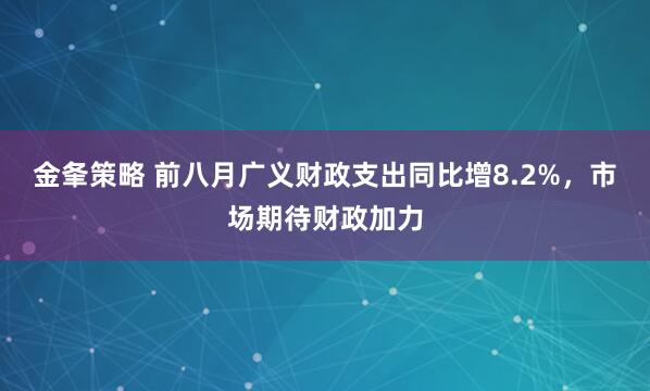 金夆策略 前八月广义财政支出同比增8.2%，市场期待财政加力